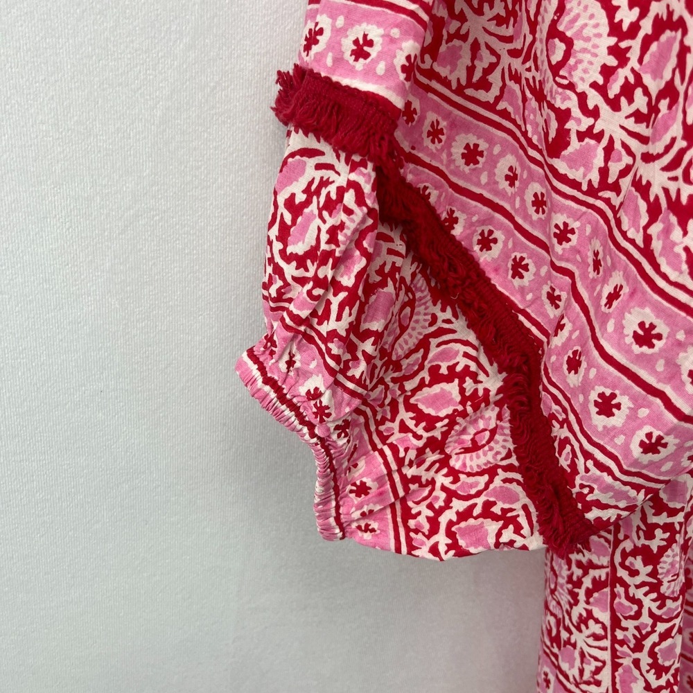 Tuckernuck Dress Pink City Prints Candy Daisy Rah Rah Mini Fringe Block Print M - Picture 6 of 16